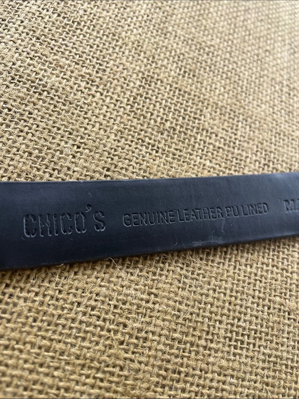 Chico's Black Braided Belt with Floral Engraved Silver-Tone Buckle